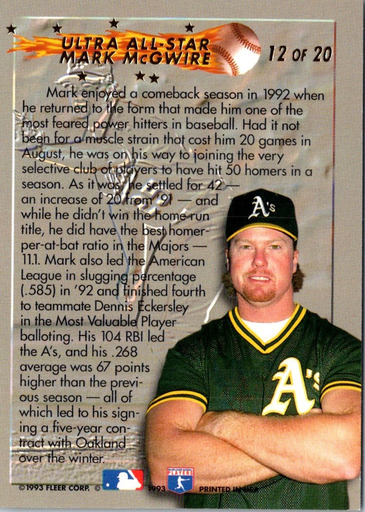 1993 Ultra All-Stars Mark McGwire
