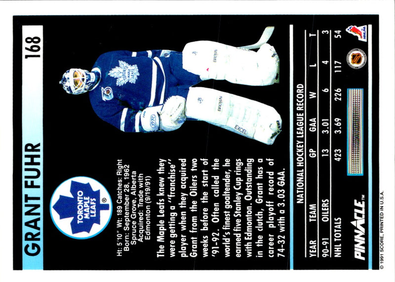 1991 Pinnacle Grant Fuhr
