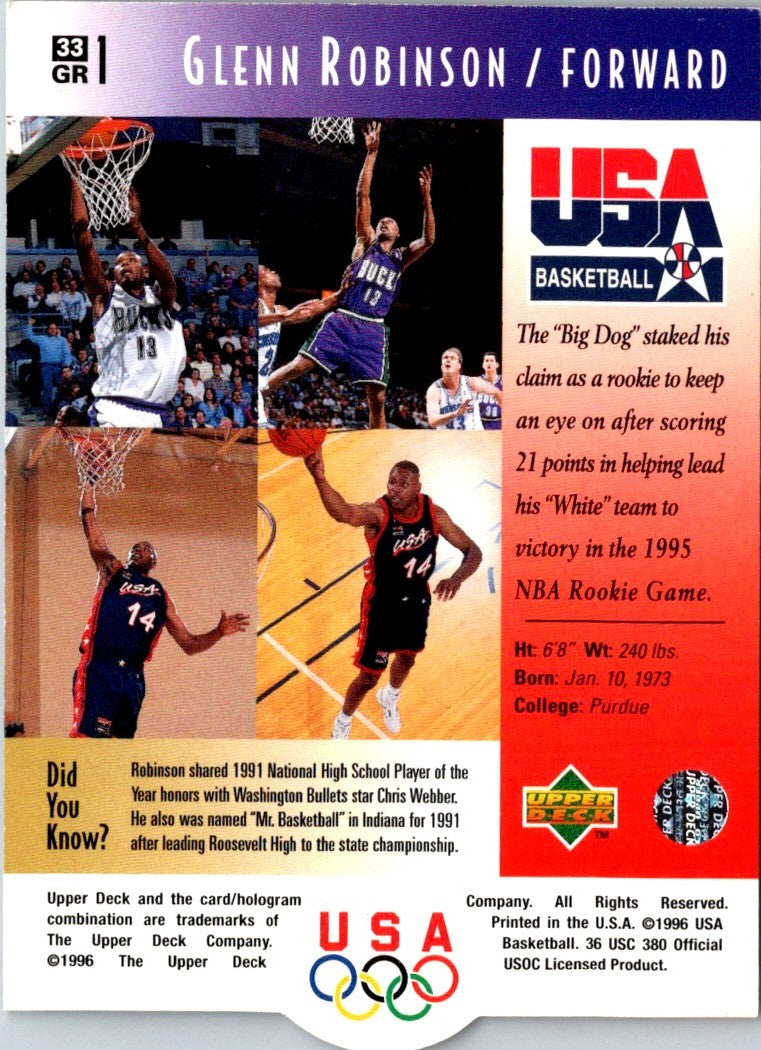 1996 Upper Deck USA Glenn Robinson