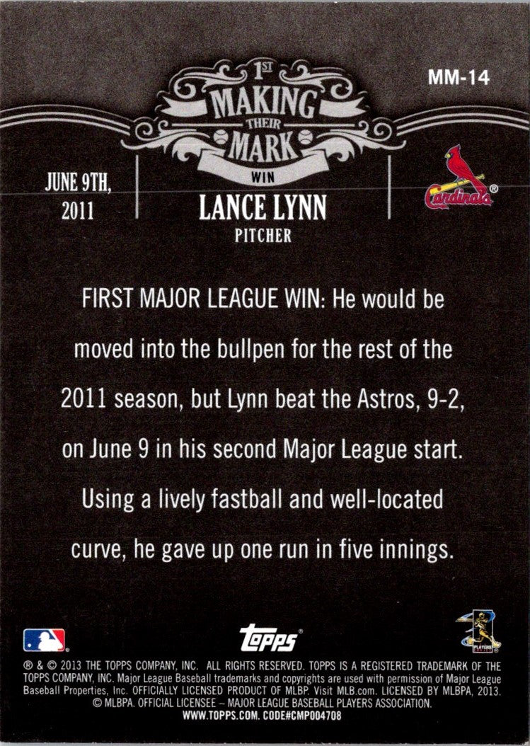 2013 Topps Making Their Mark Lance Lynn