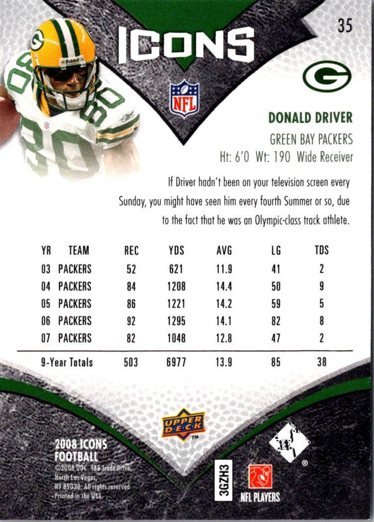 2008 Upper Deck Icons Donald Driver