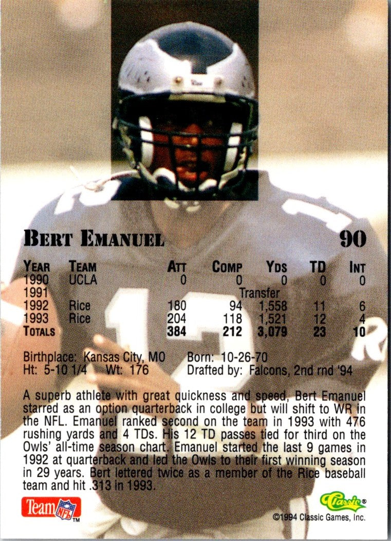 1994 Classic NFL Draft Bert Emanuel