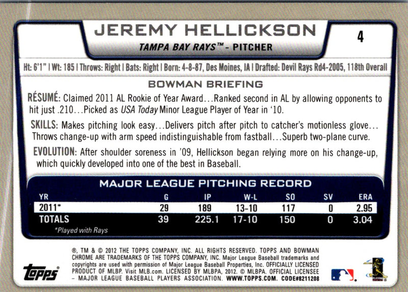 2012 Bowman Chrome Jeremy Hellickson