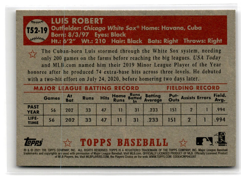 2021 Topps 1952 Redux Luis Robert