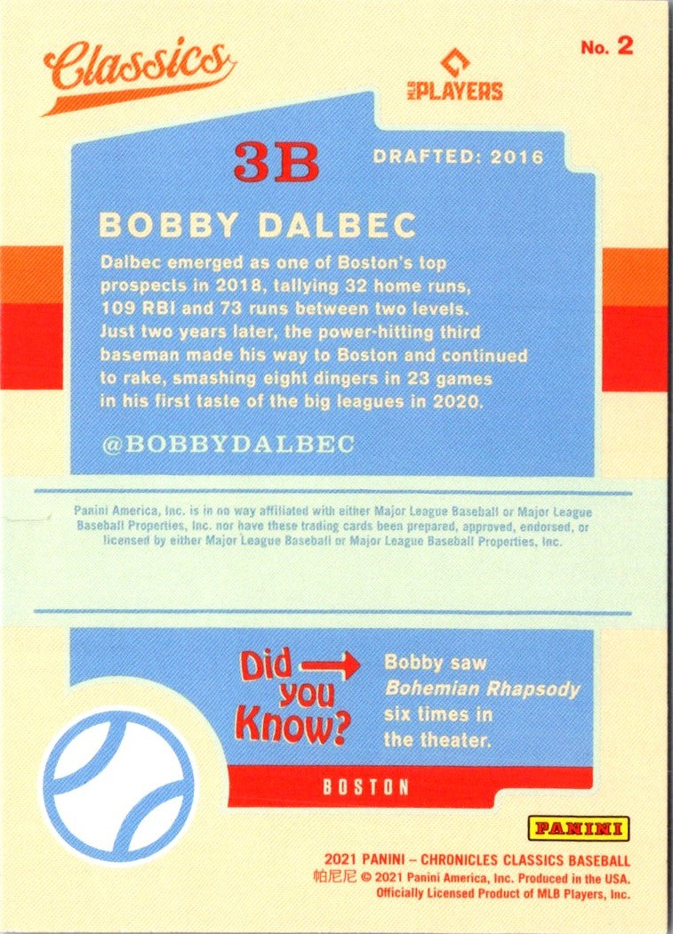 2021 Panini Chronicles Classics Bobby Dalbec