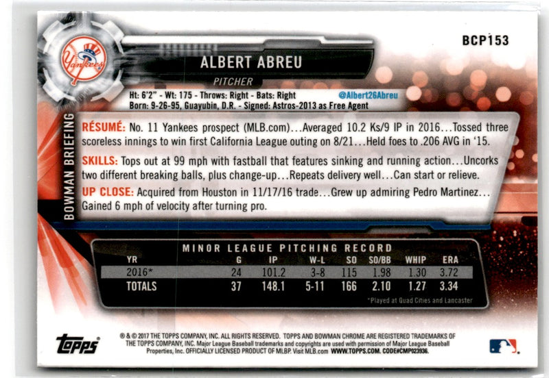 2017 Bowman Chrome Prospects Albert Abreu