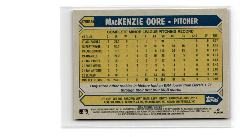 2022 Topps MacKenzie Gore