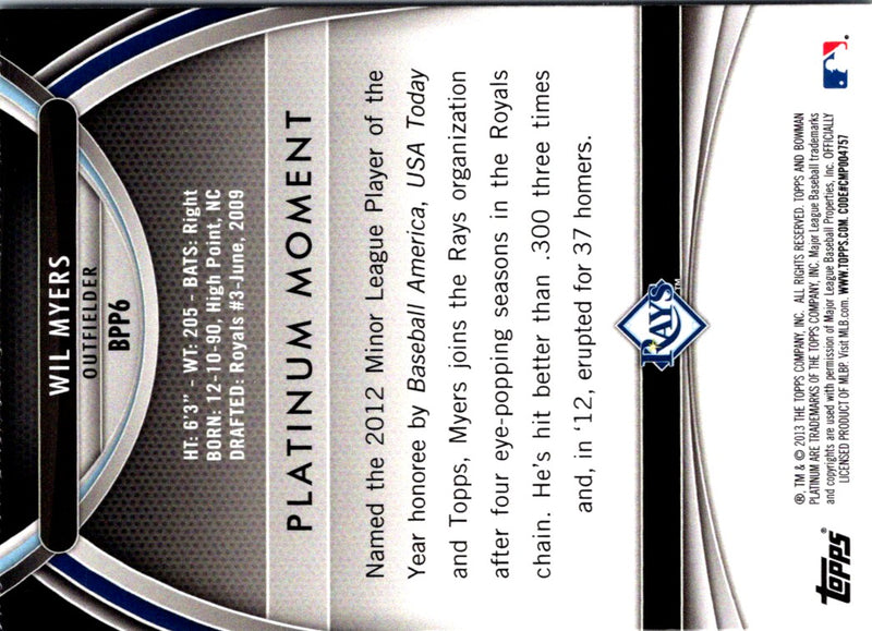 2013 Bowman Platinum Prospects Wil Myers