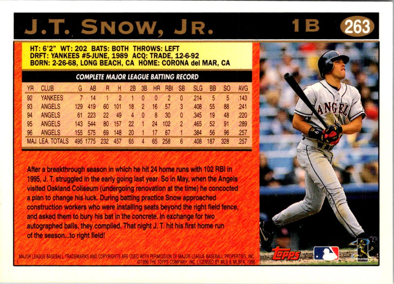 1997 Topps J.T. Snow