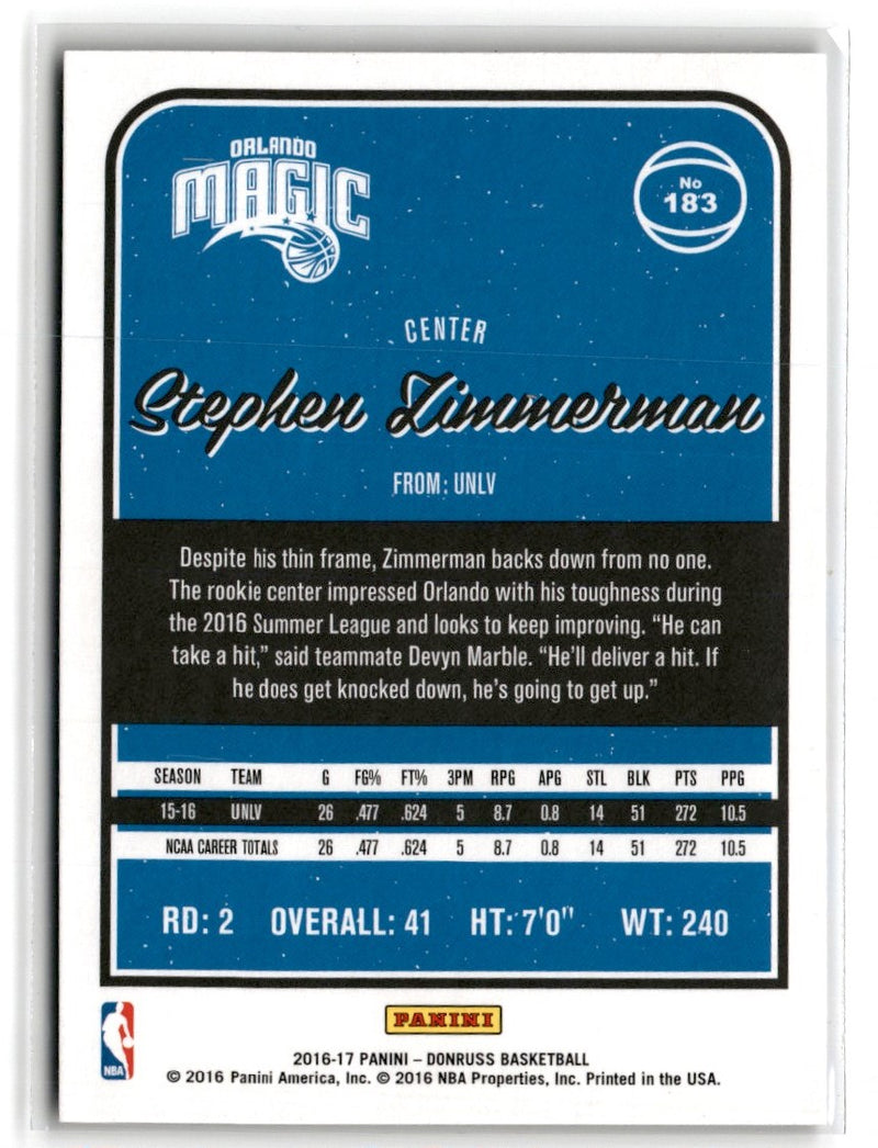 2016 Donruss Stephen Zimmerman