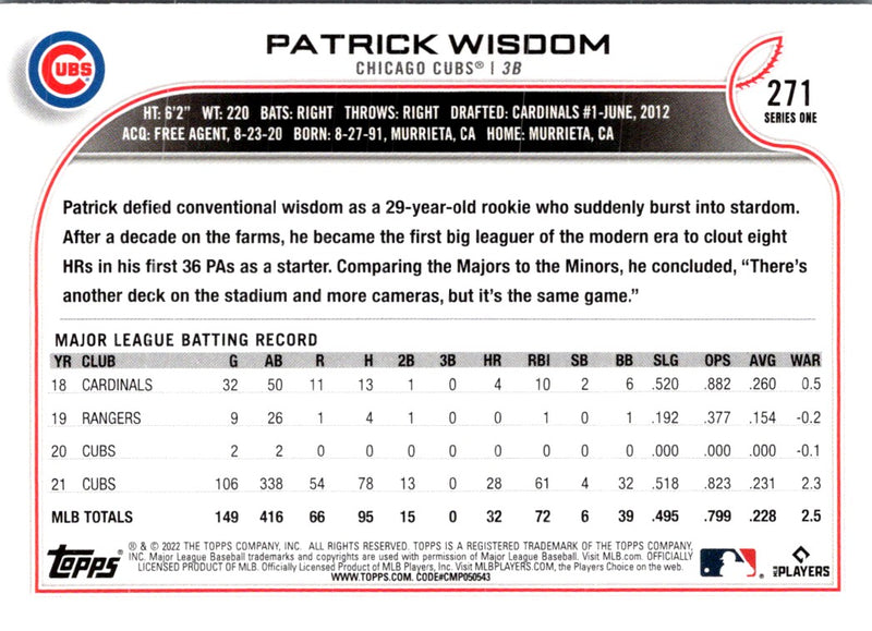 2022 Topps Patrick Wisdom