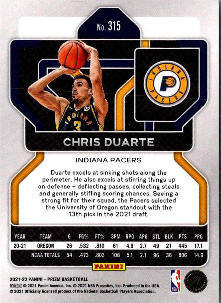 2021 Panini Prizm Blue Chris Duarte