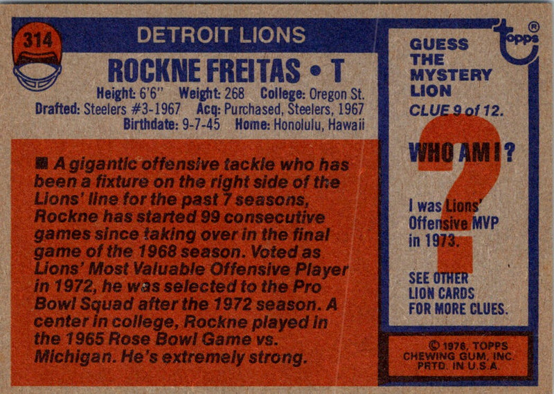 1976 Topps Rockne Freitas