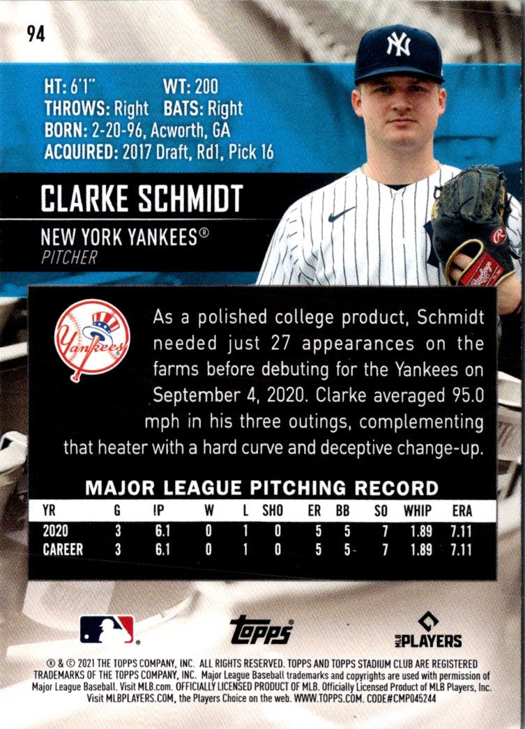 2021 Stadium Club Clarke Schmidt