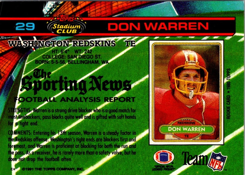 1991 Stadium Club Don Warren
