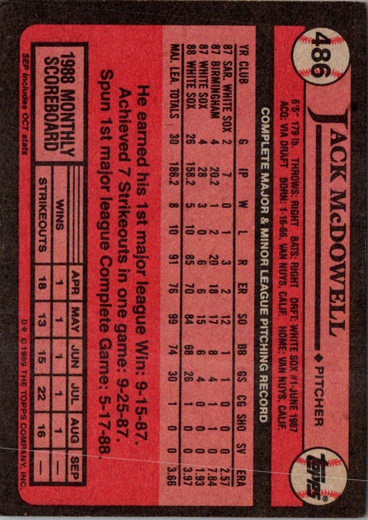 1989 Topps Jack McDowell