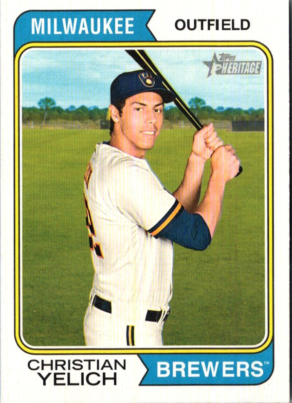 2023 Topps Heritage Chrome Blue Sparkle Refractor Christian Yelich #218