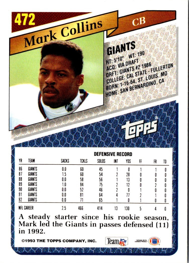 1993 Topps Mark Collins