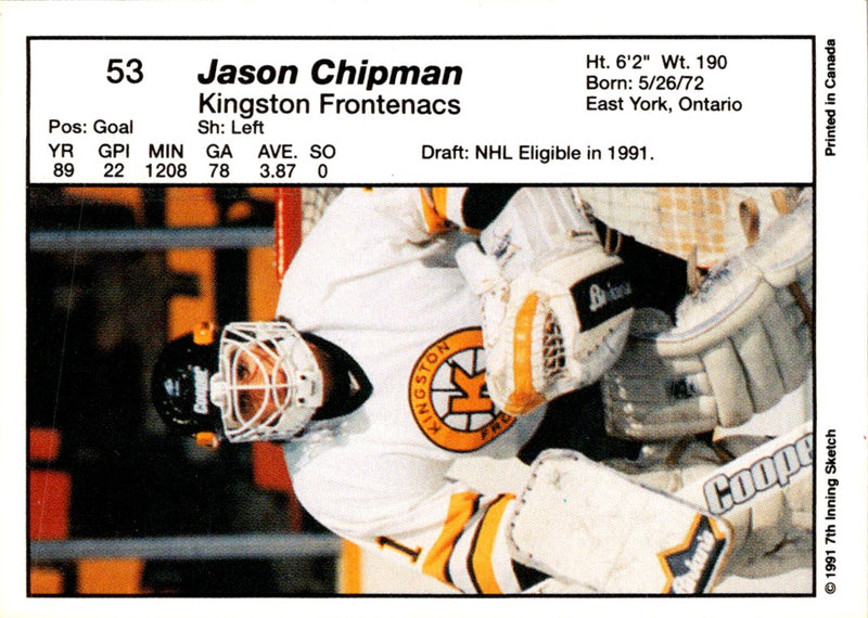 1990 7th Inning Sketch OHL Jason Chipman