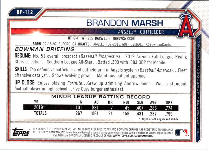 2021 Bowman Prospects Brandon Marsh