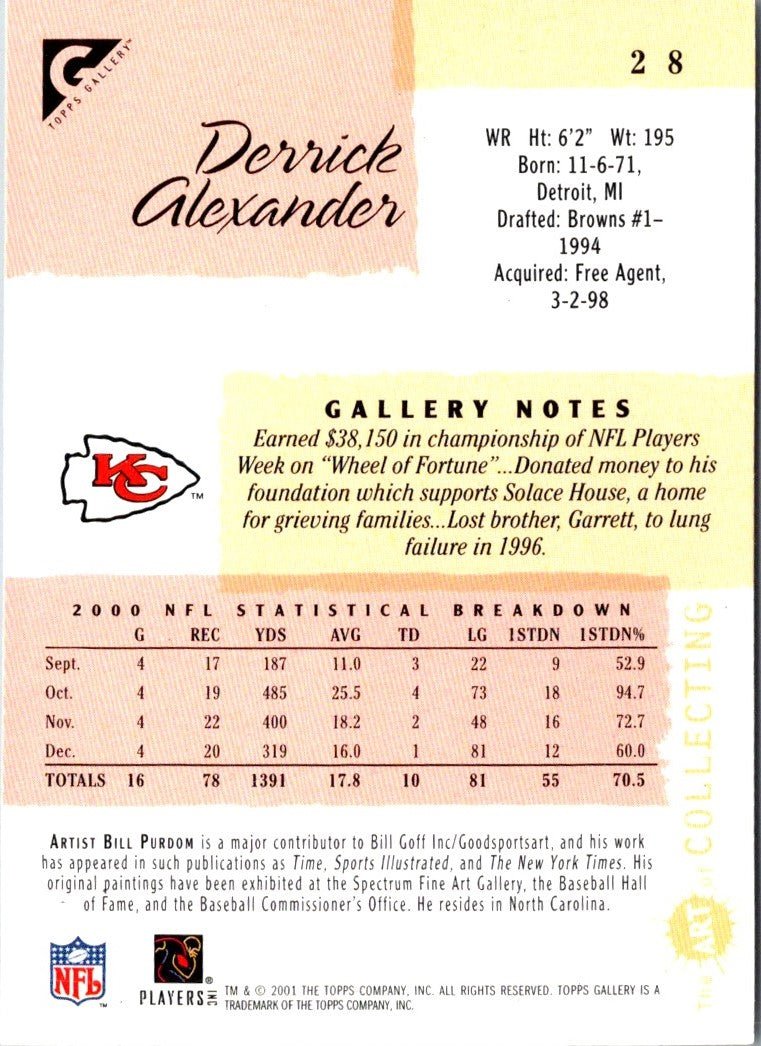 2001 Topps Gallery Derrick Alexander