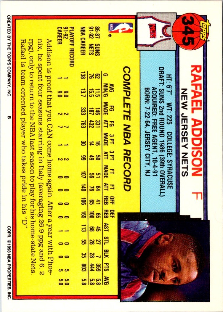1992 Topps Rafael Addison