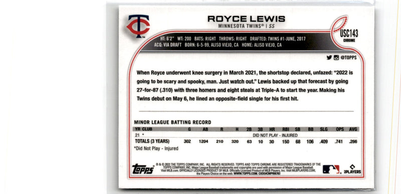 2022 Topps Chrome Update Royce Lewis