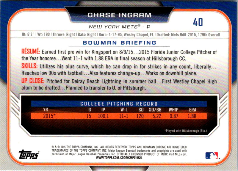 2015 Bowman Draft Picks & Prospects Chrome Chase Ingram