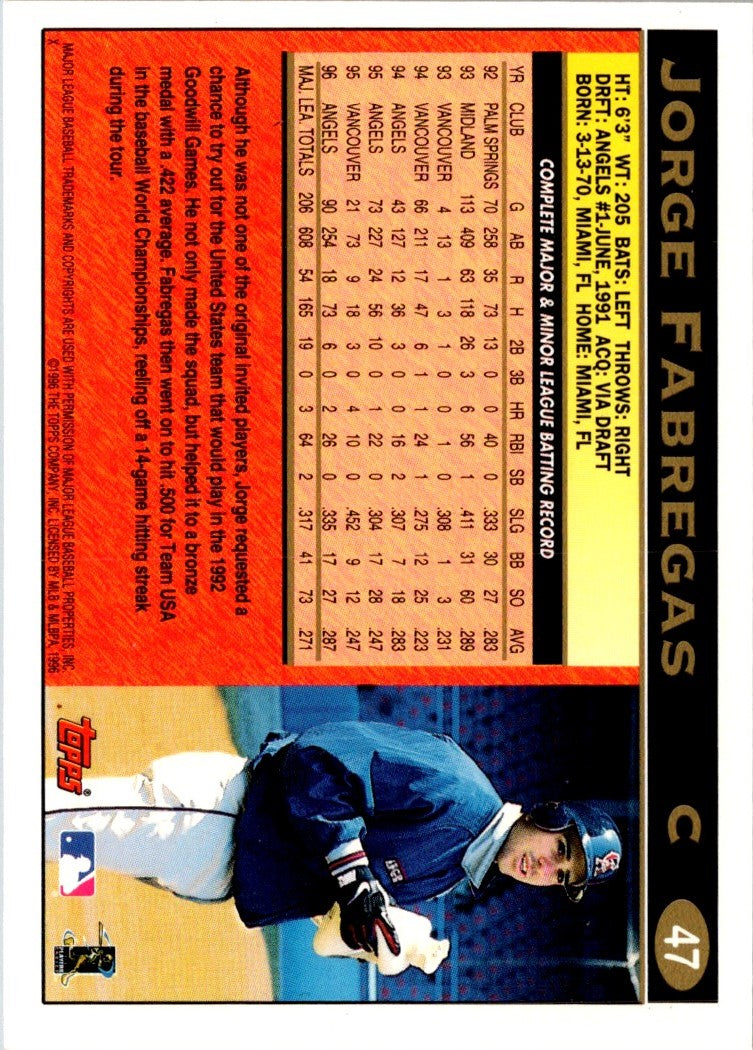 1997 Topps Jorge Fabregas