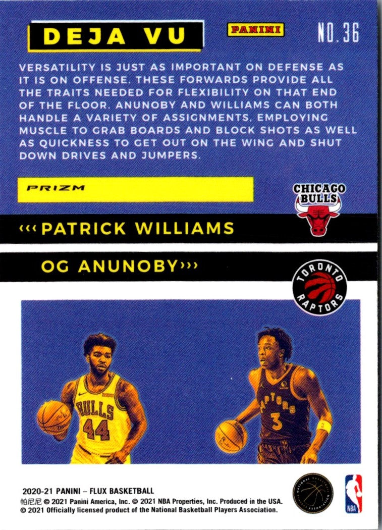 2020 Panini Flux Deja Vu Gold OG Anunoby/Patrick Williams SN10