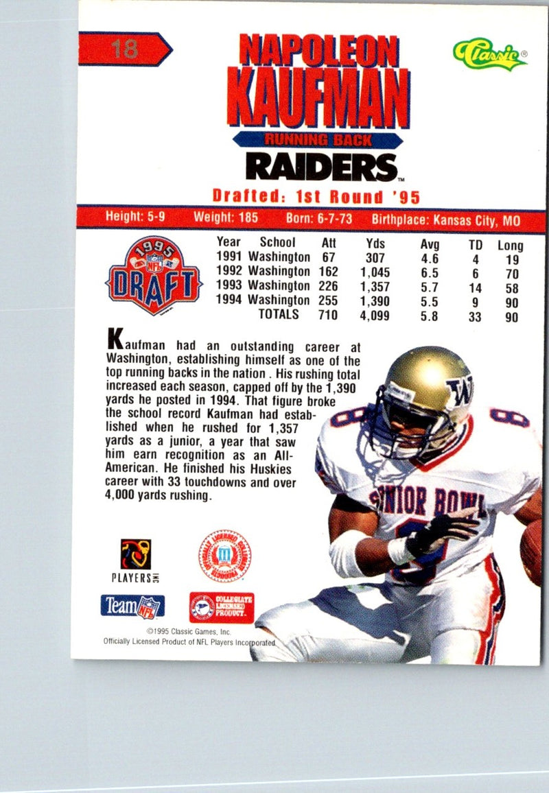 1995 Classic NFL Rookies Napoleon Kaufman