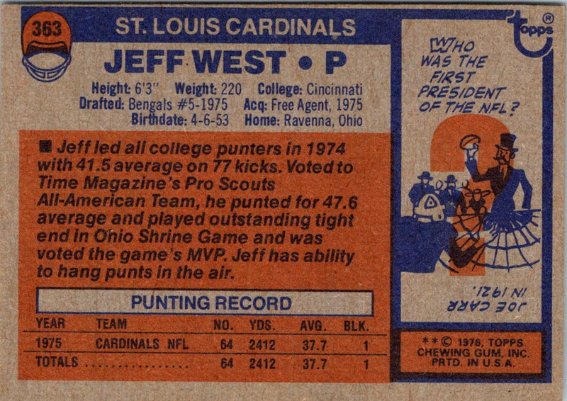 1976 Topps Jeff West