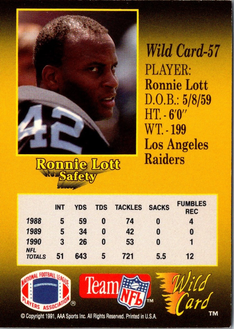 1991 Wild Card Ronnie Lott