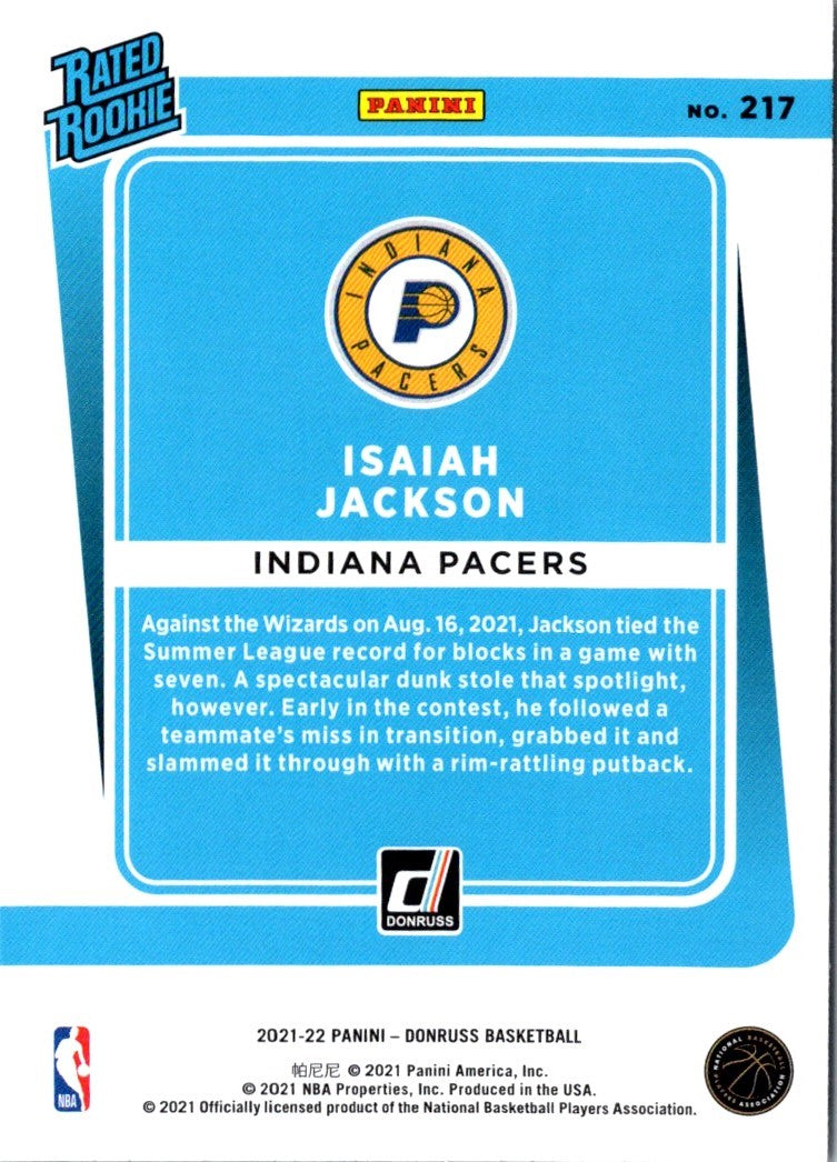 2021 Donruss Rated Rookies Isaiah Jackson