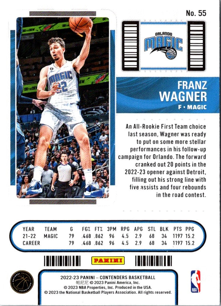 2022 Panini Contenders Season Ticket Franz Wagner