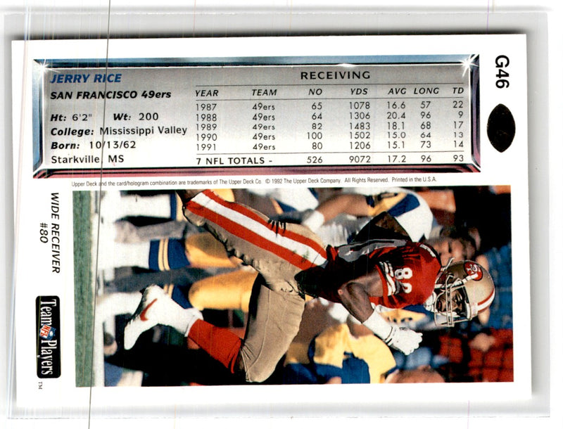 1992 Upper Deck Gold Jerry Rice