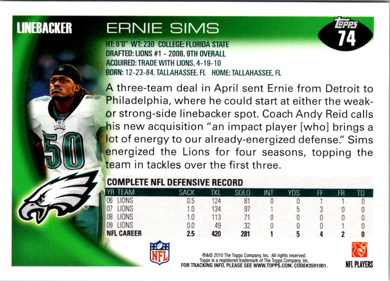 2010 Topps Ernie Sims