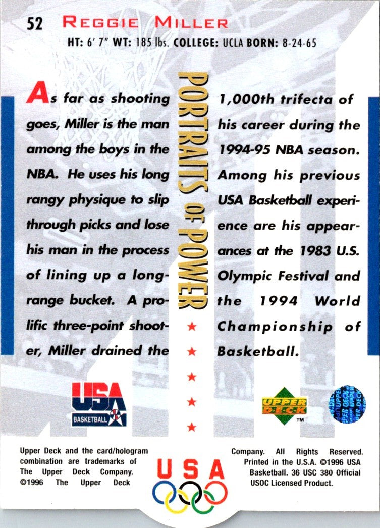 1996 Upper Deck USA Reggie Miller