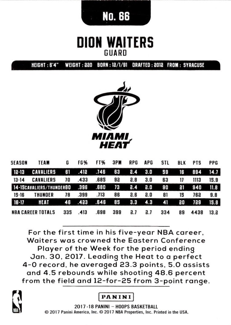 2017 Hoops Red Back Dion Waiters