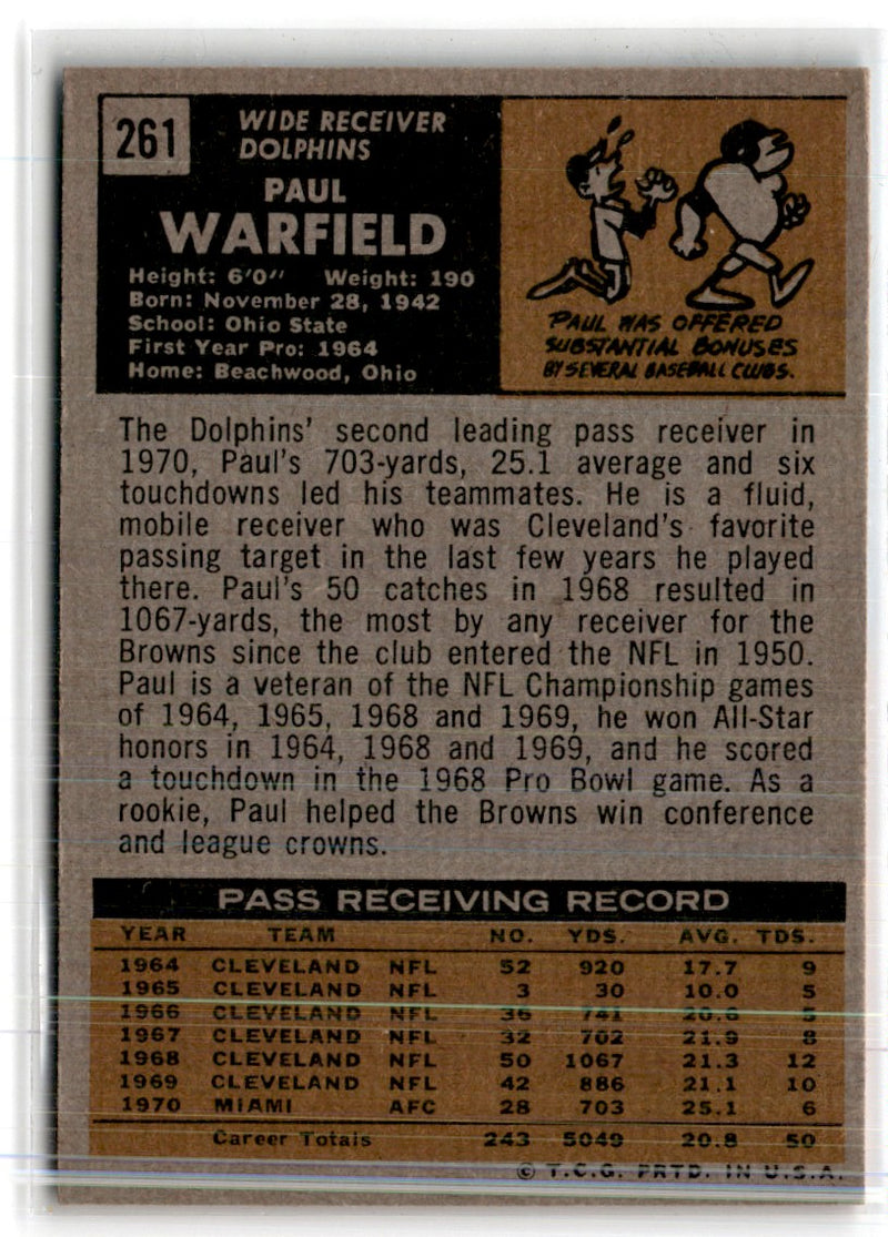 1971 Topps Paul Warfield