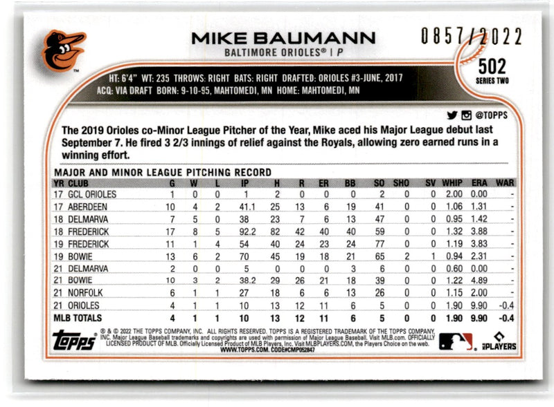 2022 Topps Gold Mike Baumann