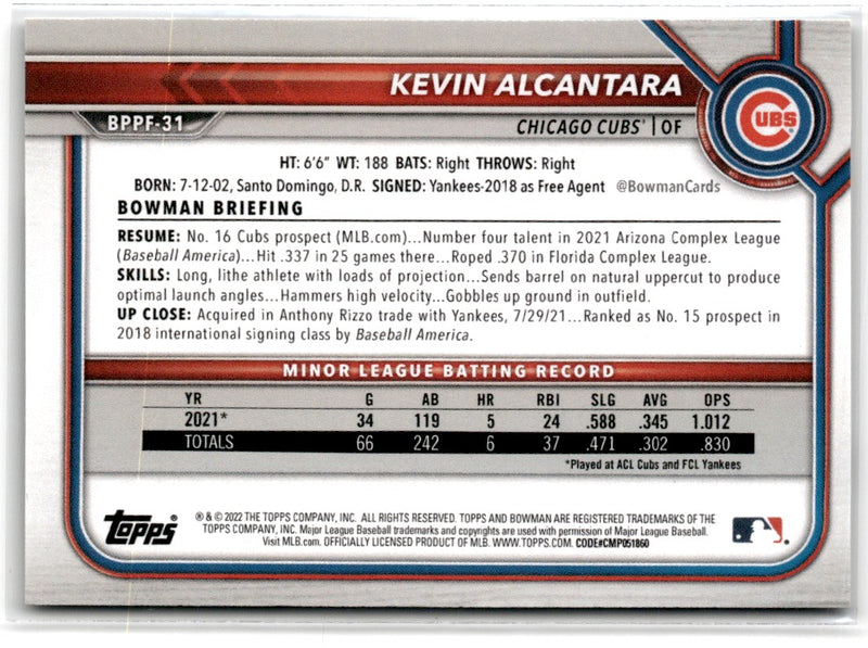 2022 Bowman 1st Edition Kevin Alcantara