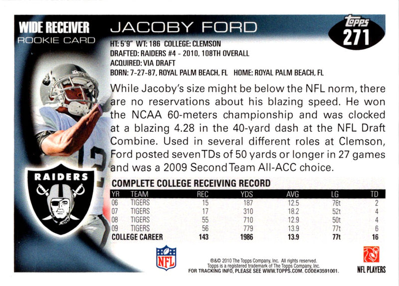 2010 Topps Jacoby Ford