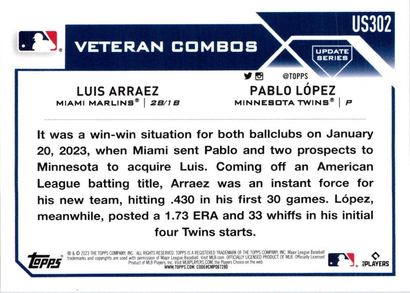 2023 Topps Update City Swap (Luis Arraez/Pablo Lopez)