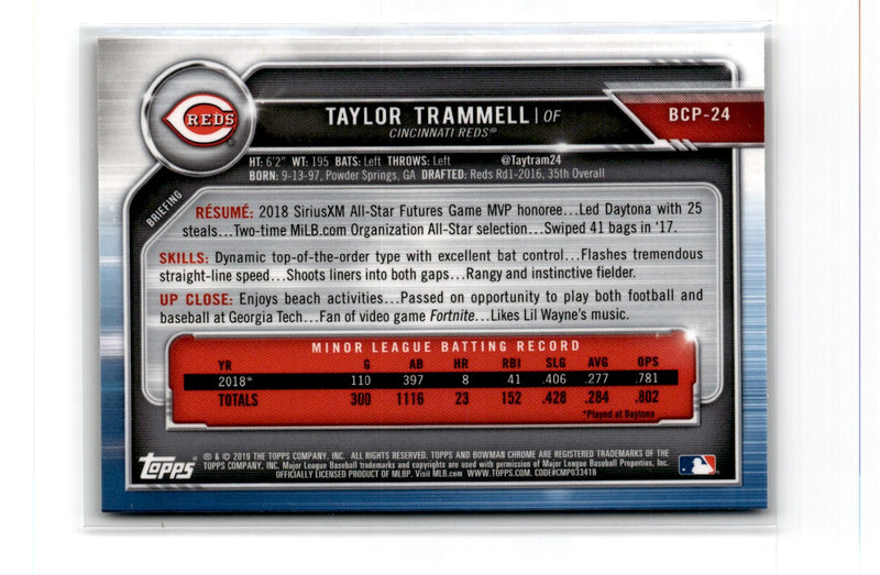 2019 Bowman Chrome Prospects Taylor Trammell