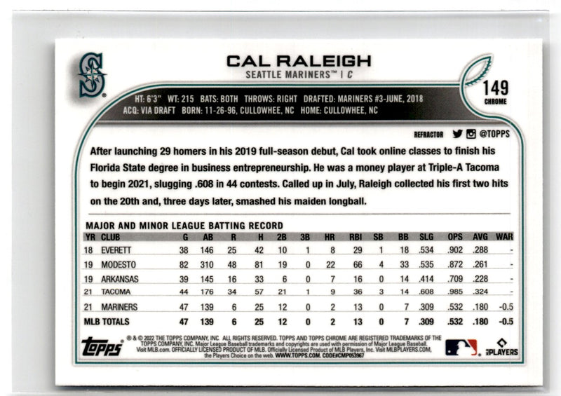 2022 Topps Chrome Cal Raleigh