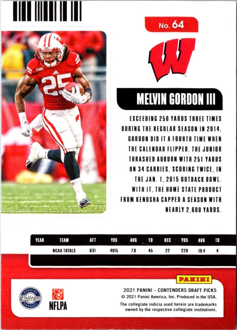 2021 Panini Contenders Draft Picks Game Ticket Red Melvin Gordon III