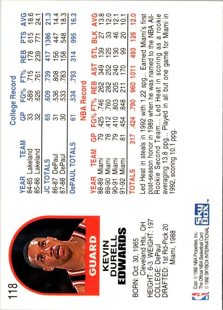 1992 Hoops Kevin Edwards