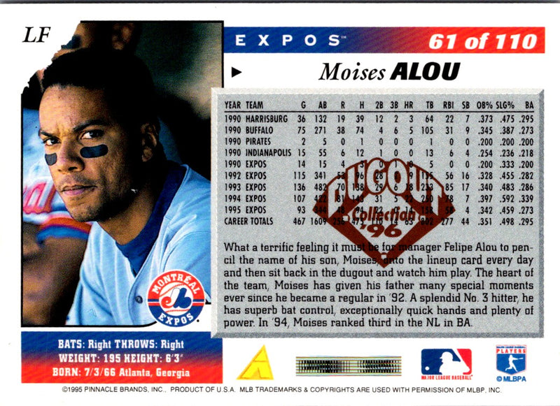 1995 Pinnacle Moises Alou