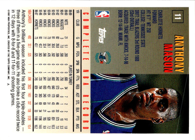 1997 Topps Anthony Mason